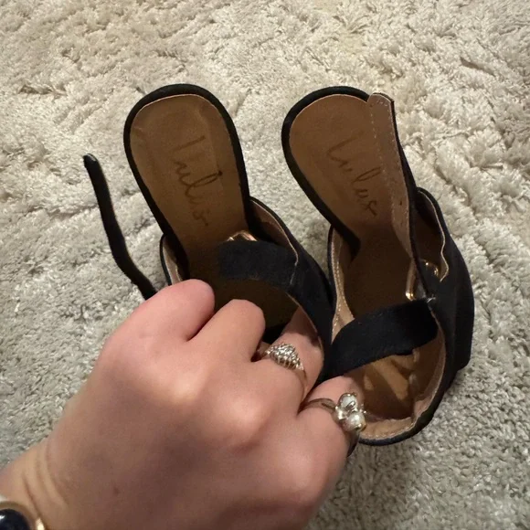 Lulus Black Suede Heels - Picture 2 of 7